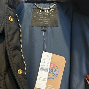 J. Crew Signature Black Puffer Coat with Gold Accents